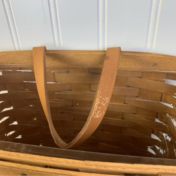 Vintage Longaberger Wall Hanging Tall Key Basket 9.5" Leather Strap & Liner - Picture 5 of 12
